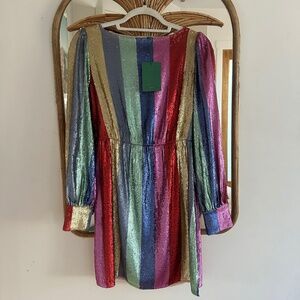 NWT - RIXO Rainbow Sequin Dress